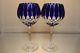 2 Ajka Castille Cobalt Blue Cased Cut to Clear Crystal Wine Balloon Goblets New