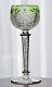 St Louis France Gold Lt Green Cut to Clear Crystal Wine Goblet Air Twist Stem